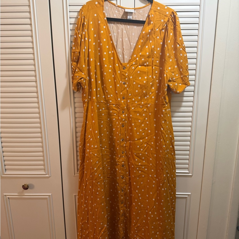 Ava & Viv Orange Polka Dot Midi Dress
